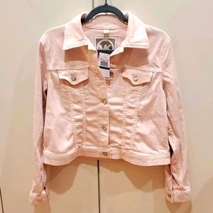 NWT Michael Kors Pink Jean Jacket Size Large
